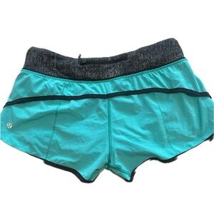 lululemon discontinued run time shorts teal and grey